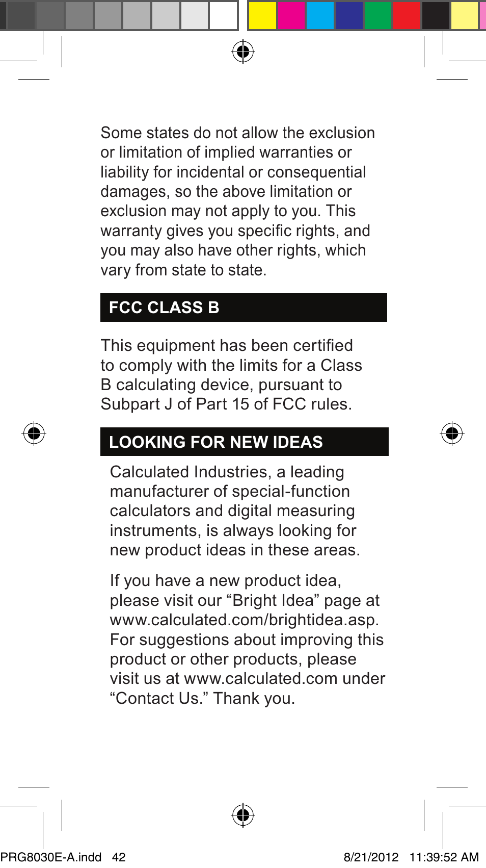 Calculated Industries 8030 User Manual | Page 42 / 44