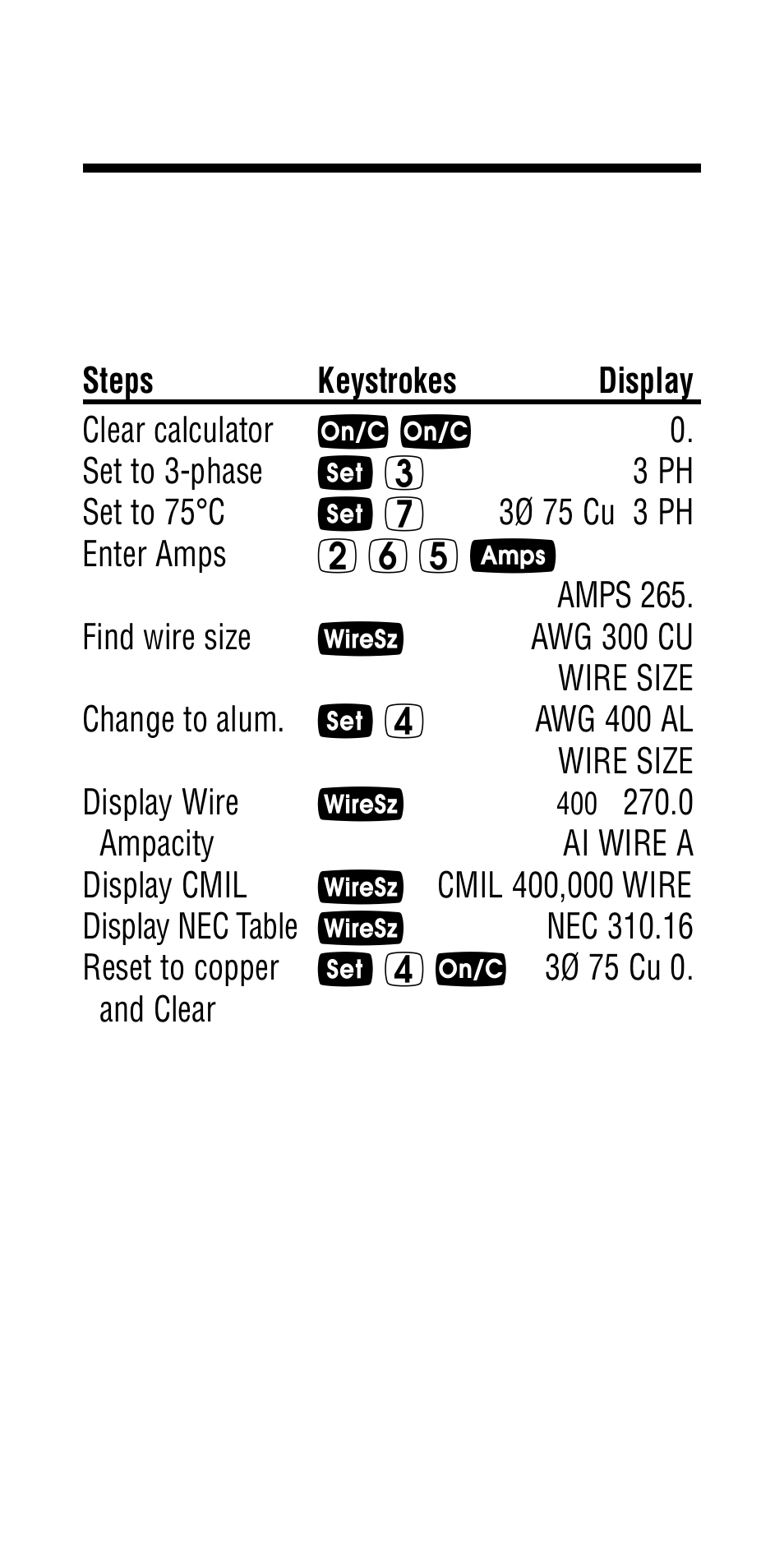 Wire sizing based on material type | Calculated Industries 5065 User Manual | Page 42 / 71