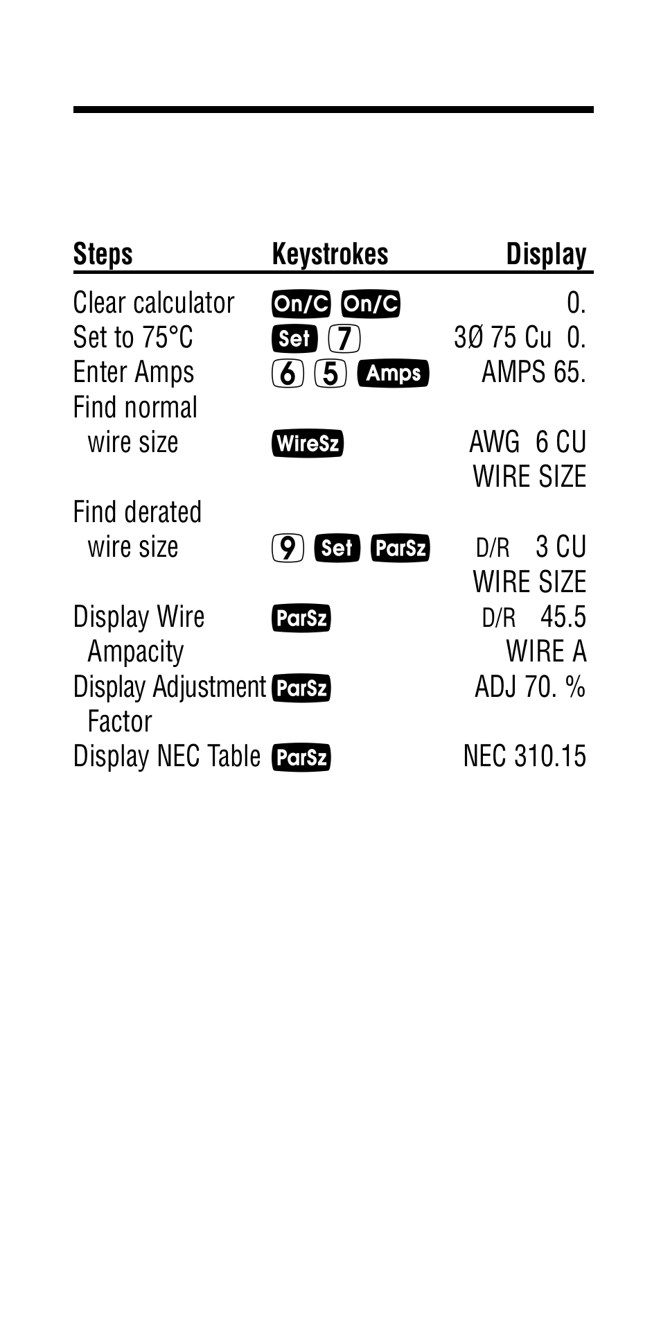 Finding derated wire size | Calculated Industries 5065 User Manual | Page 44 / 71