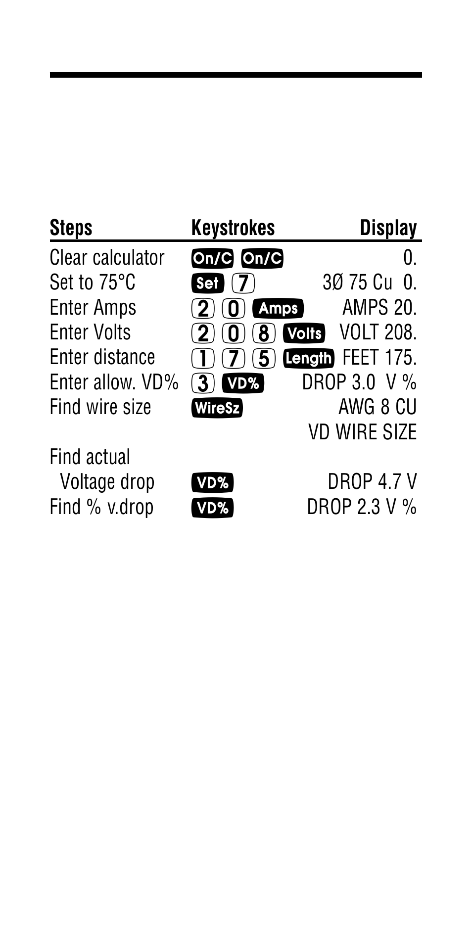 Finding voltage drop wire size | Calculated Industries 5065 User Manual | Page 49 / 71