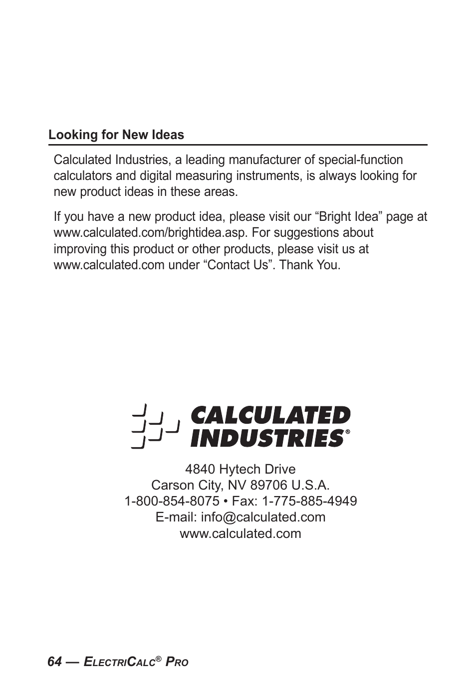 Calculated Industries 5070-A User Guide User Manual | Page 65 / 66