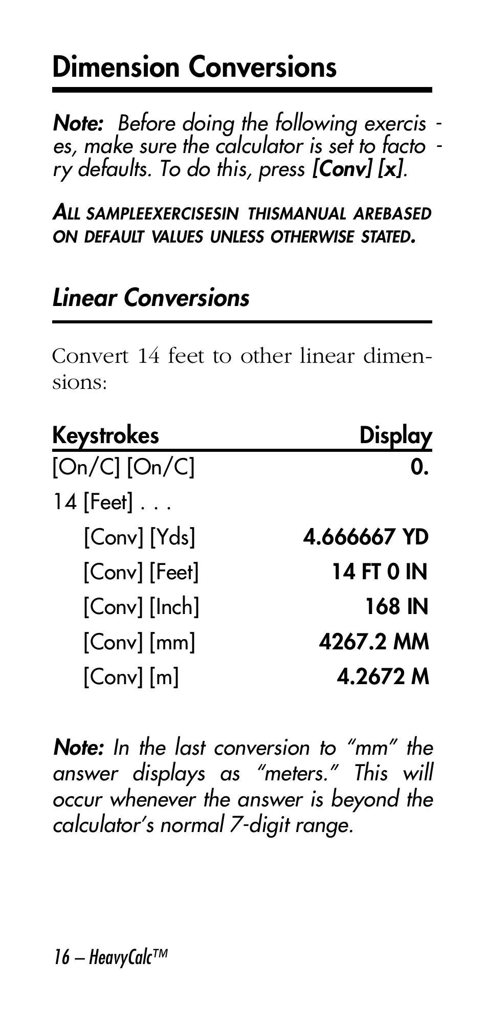 Dimension conversions | Calculated Industries 4315 User Manual | Page 16 / 56