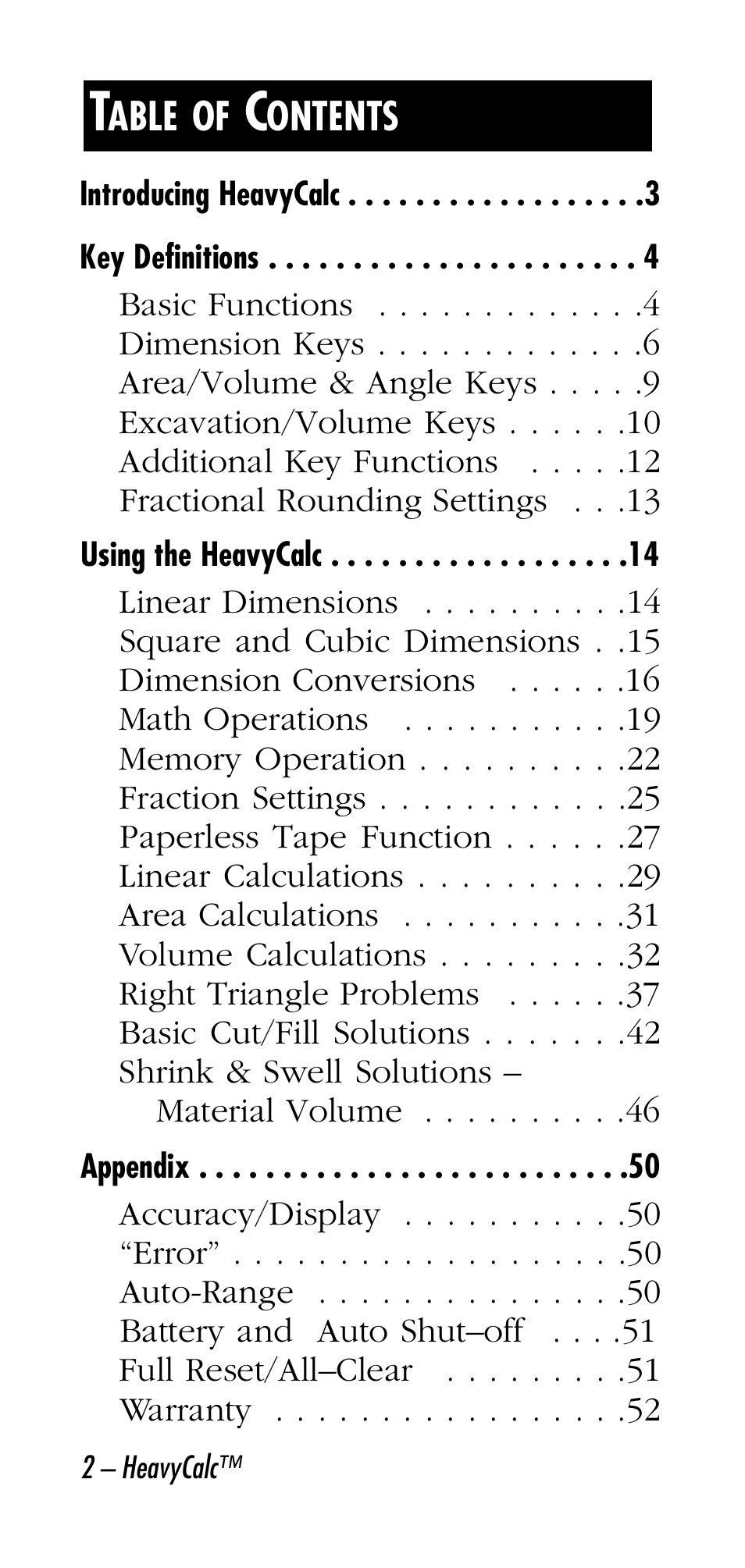 Calculated Industries 4315 User Manual | Page 2 / 56