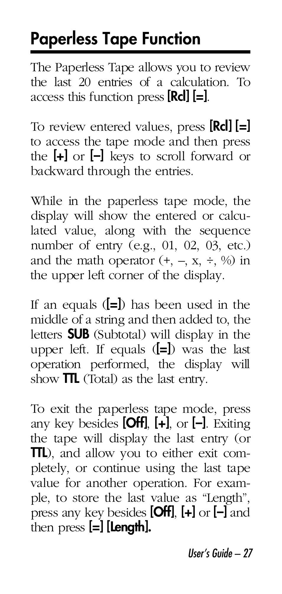 Paperless tape function | Calculated Industries 4315 User Manual | Page 27 / 56