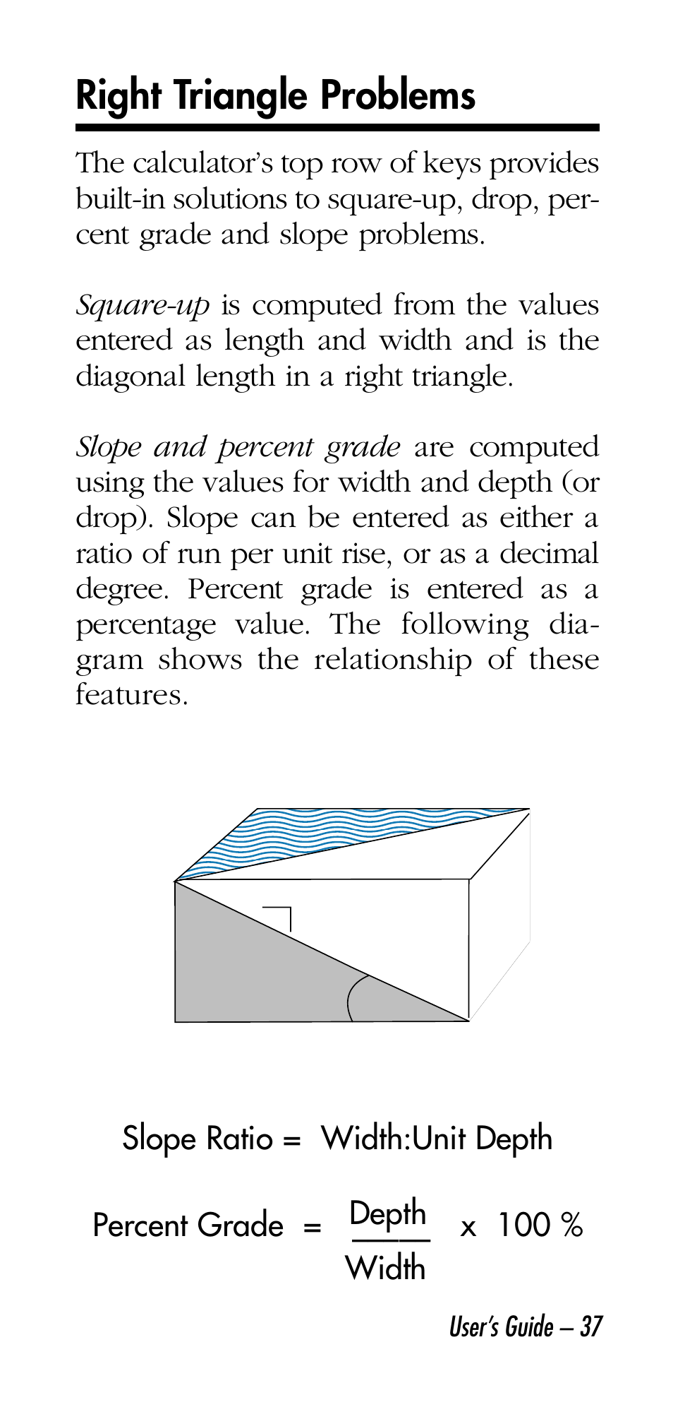 Right triangle problems | Calculated Industries 4315 User Manual | Page 37 / 56