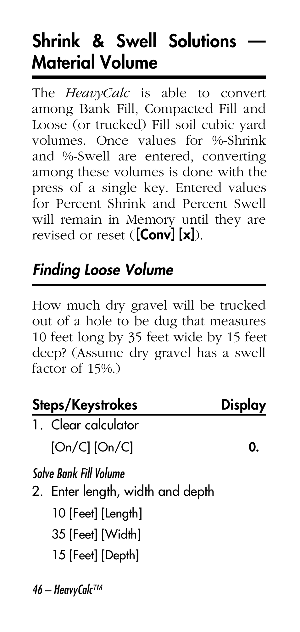 Shrink & swell solutions — material volume | Calculated Industries 4315 User Manual | Page 46 / 56