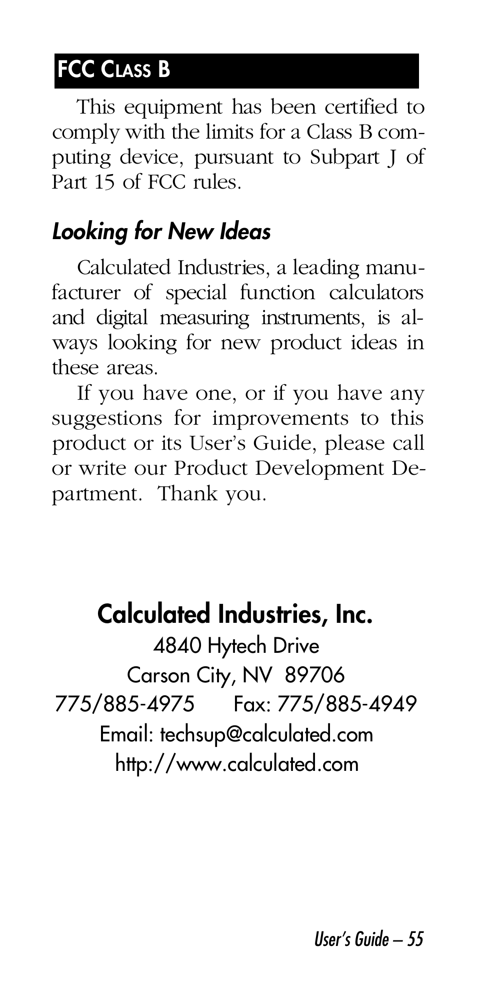 Calculated Industries 4315 User Manual | Page 55 / 56