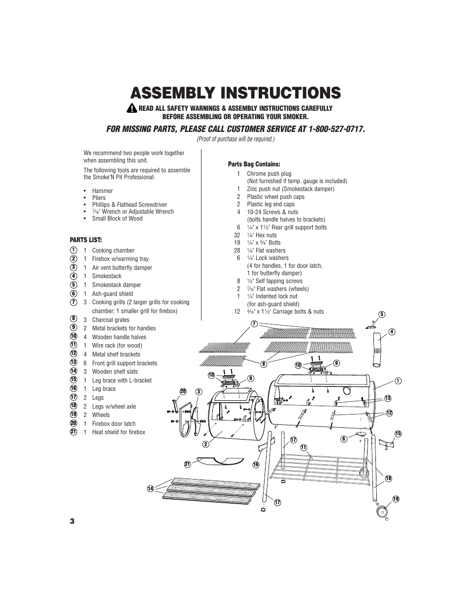 Assembly instructions | Brinkmann SMOKE 'N PIT User Manual | Page 4 / 20