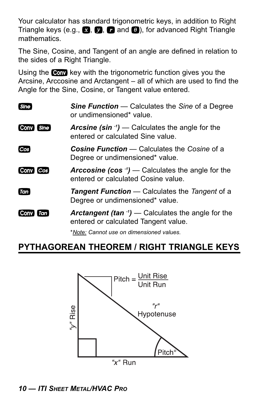 Pythagorean theorem / right triangle keys | Calculated Industries 4090 User Manual | Page 11 / 123