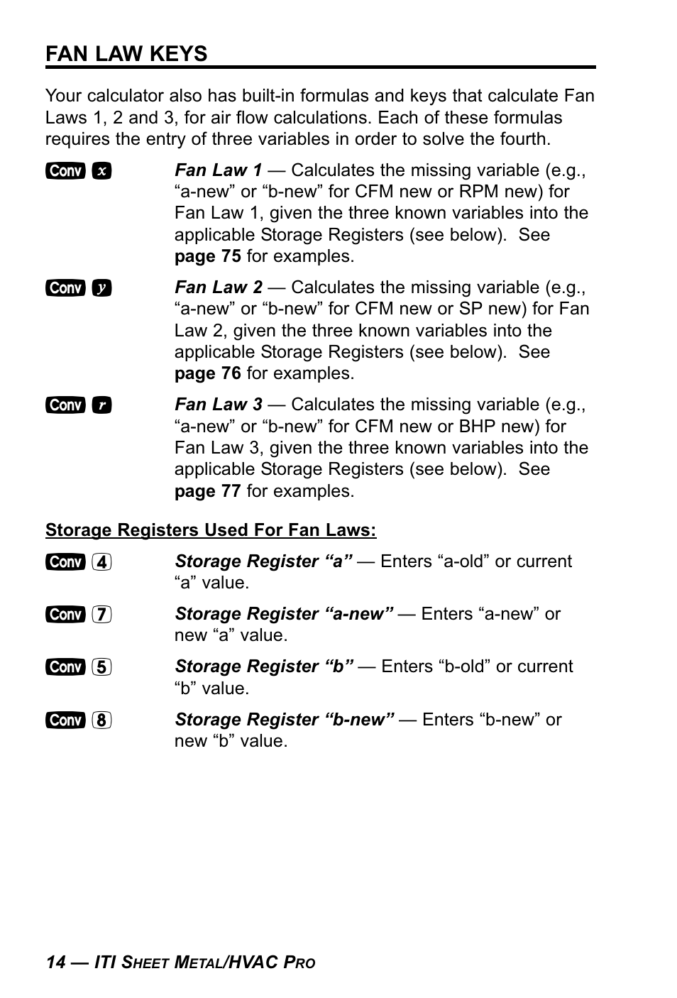 Fan law keys | Calculated Industries 4090 User Manual | Page 15 / 123