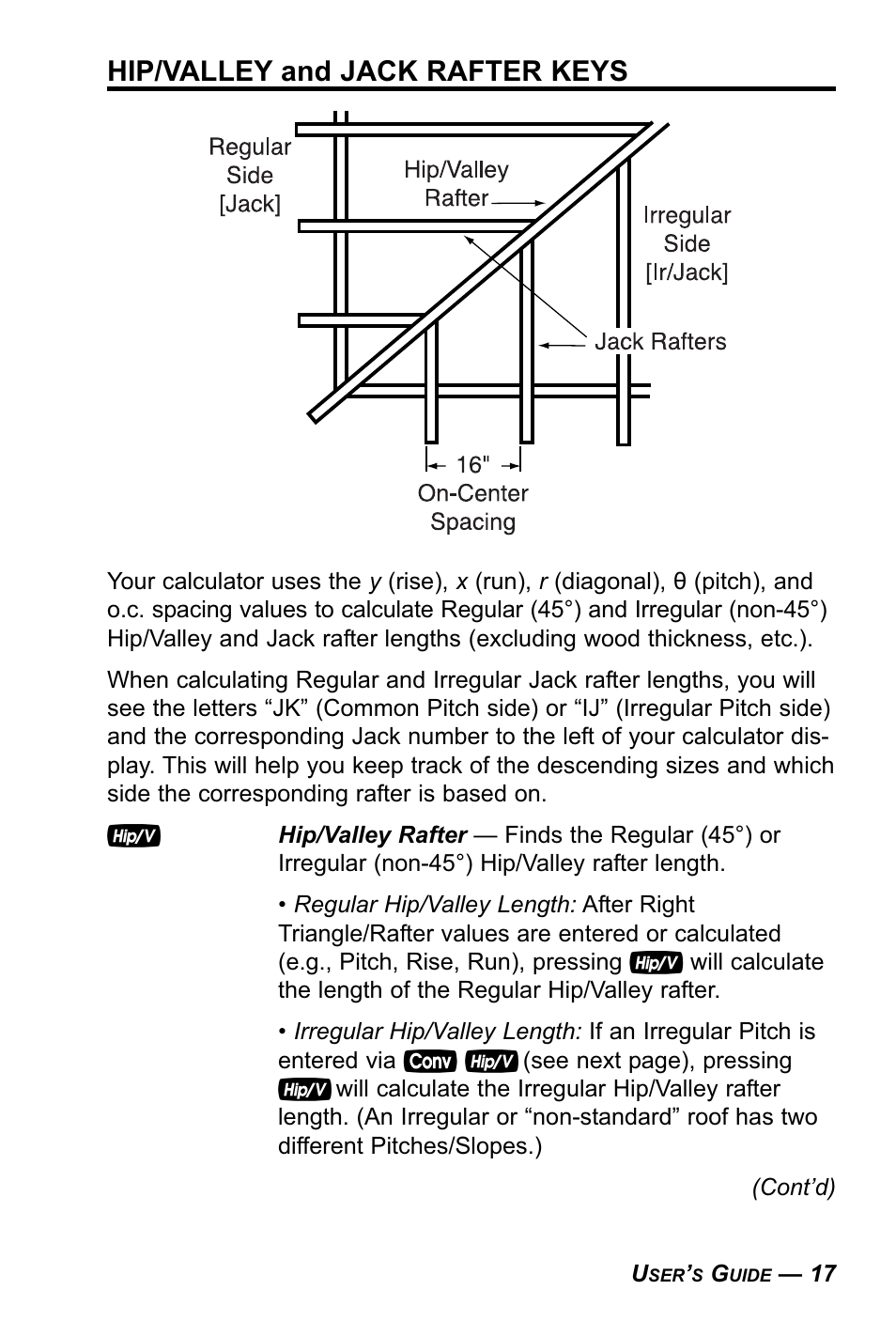 Hip/valley and jack rafter keys | Calculated Industries 4090 User Manual | Page 18 / 123