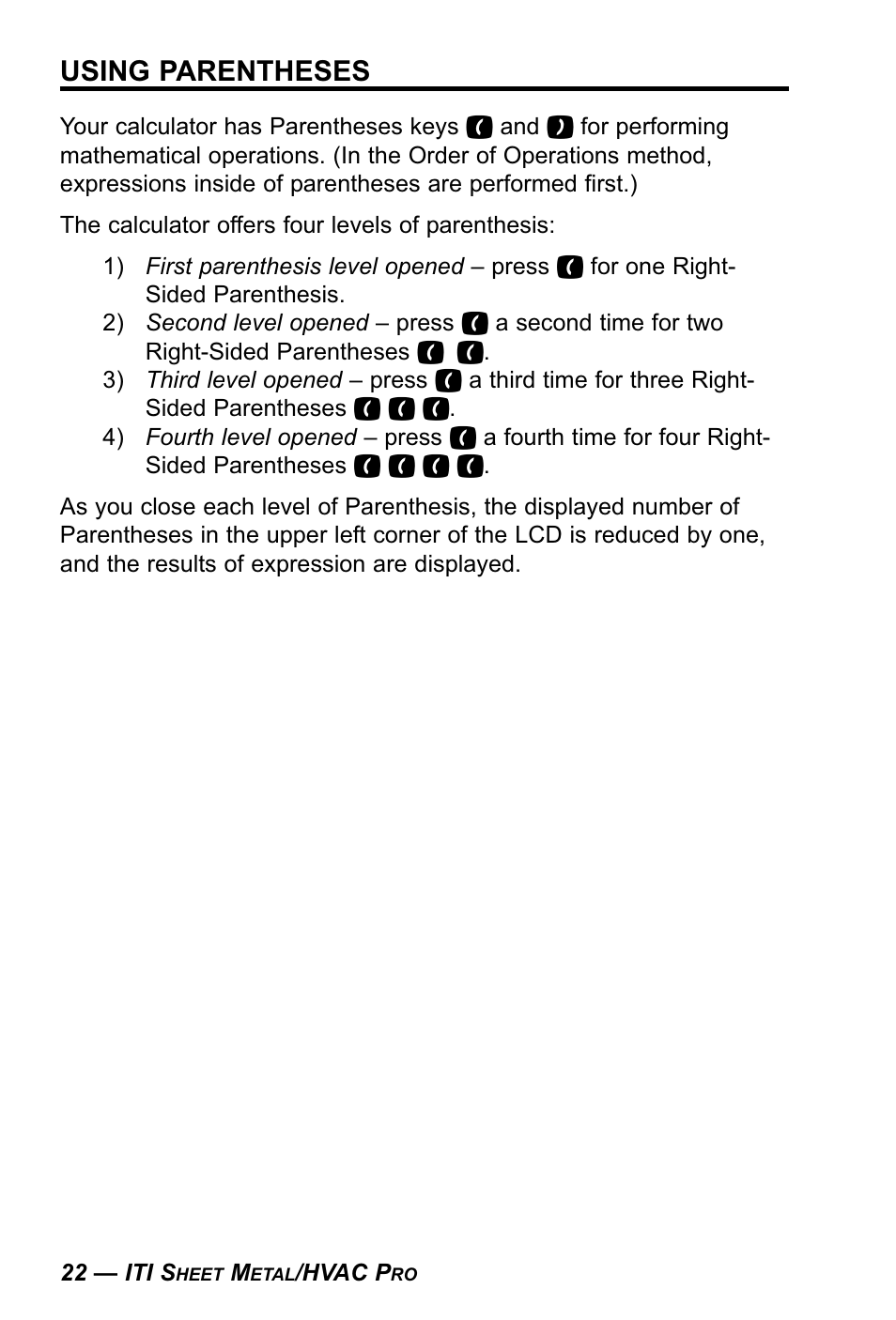 Using parentheses | Calculated Industries 4090 User Manual | Page 23 / 123