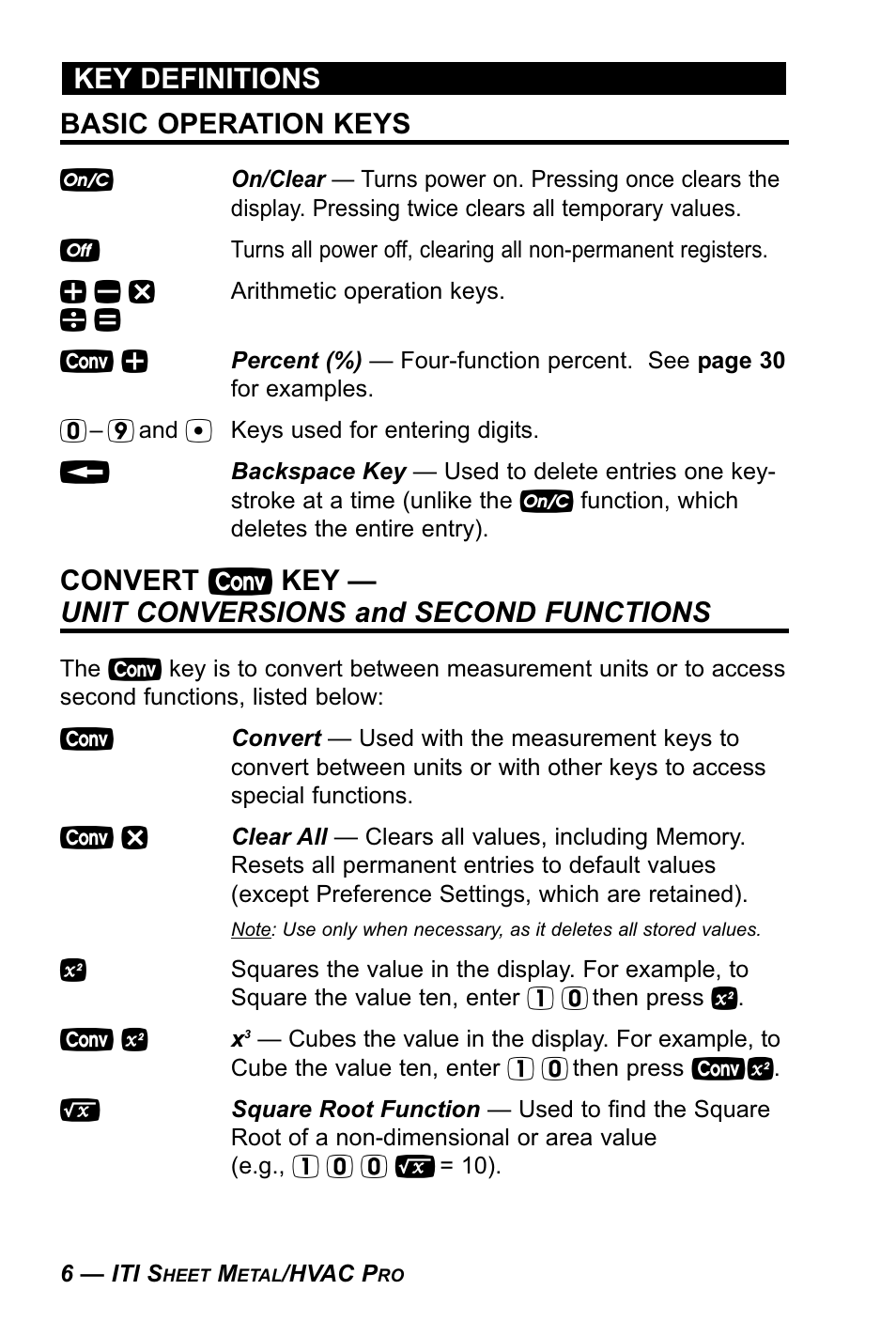 Basic operation keys, Key definitions | Calculated Industries 4090 User Manual | Page 7 / 123