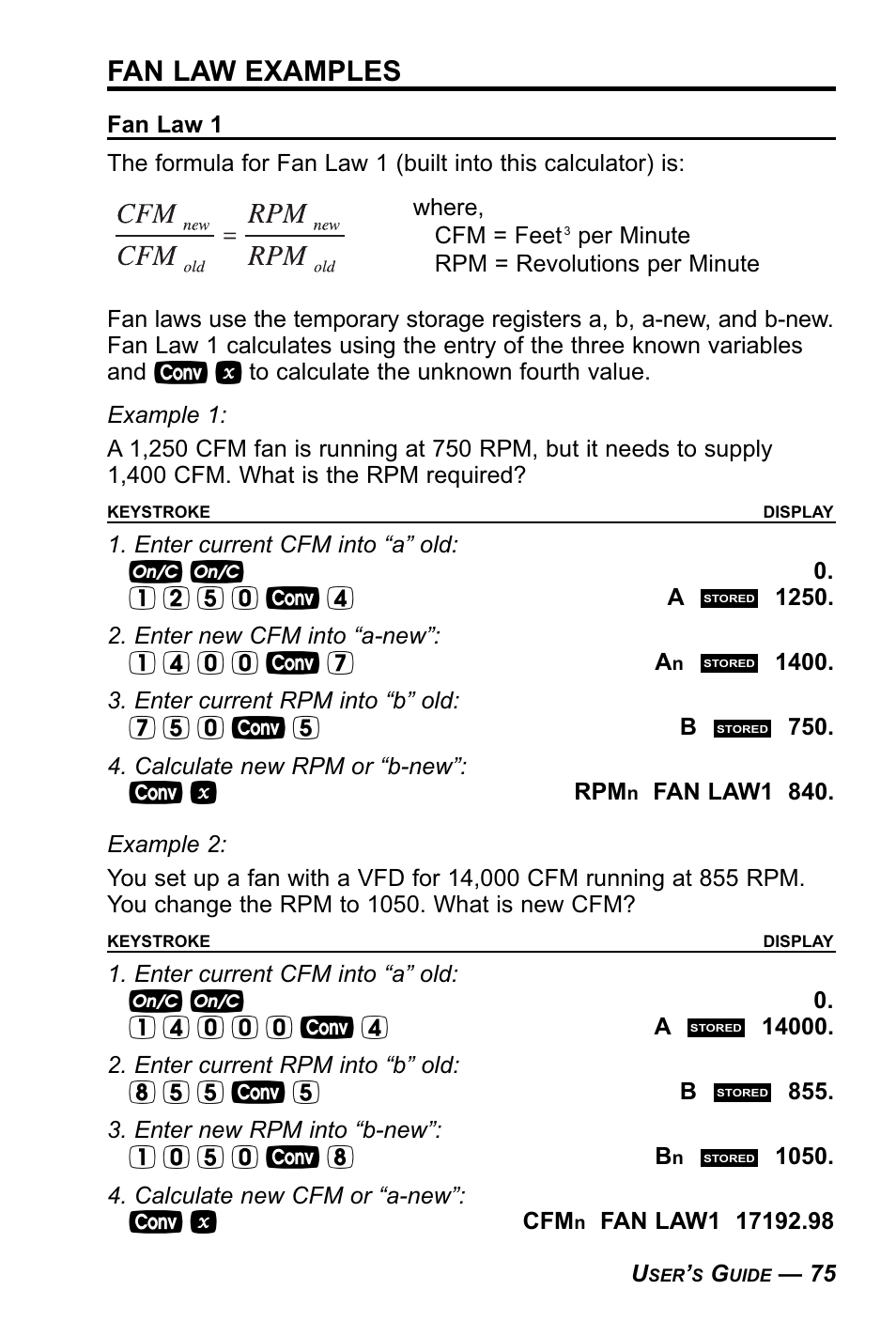 Fan law examples | Calculated Industries 4090 User Manual | Page 76 / 123