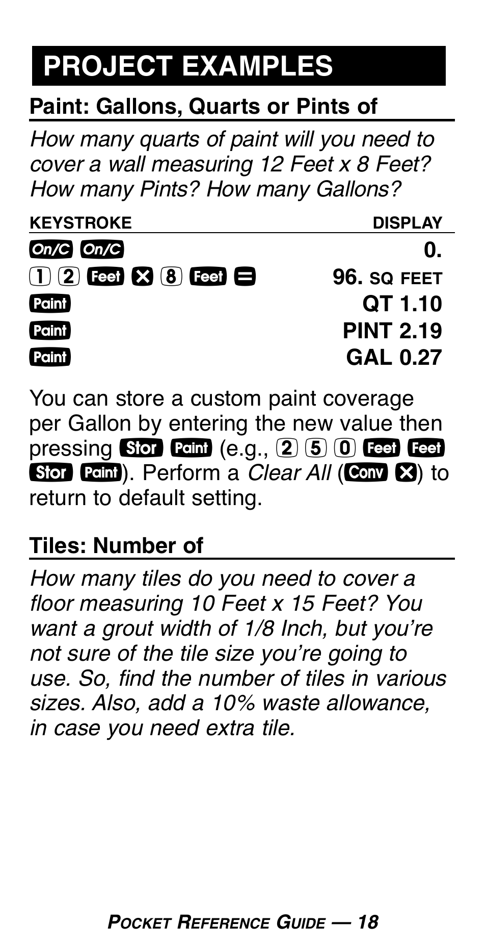 Project examples | Calculated Industries 4019 User Manual | Page 22 / 40