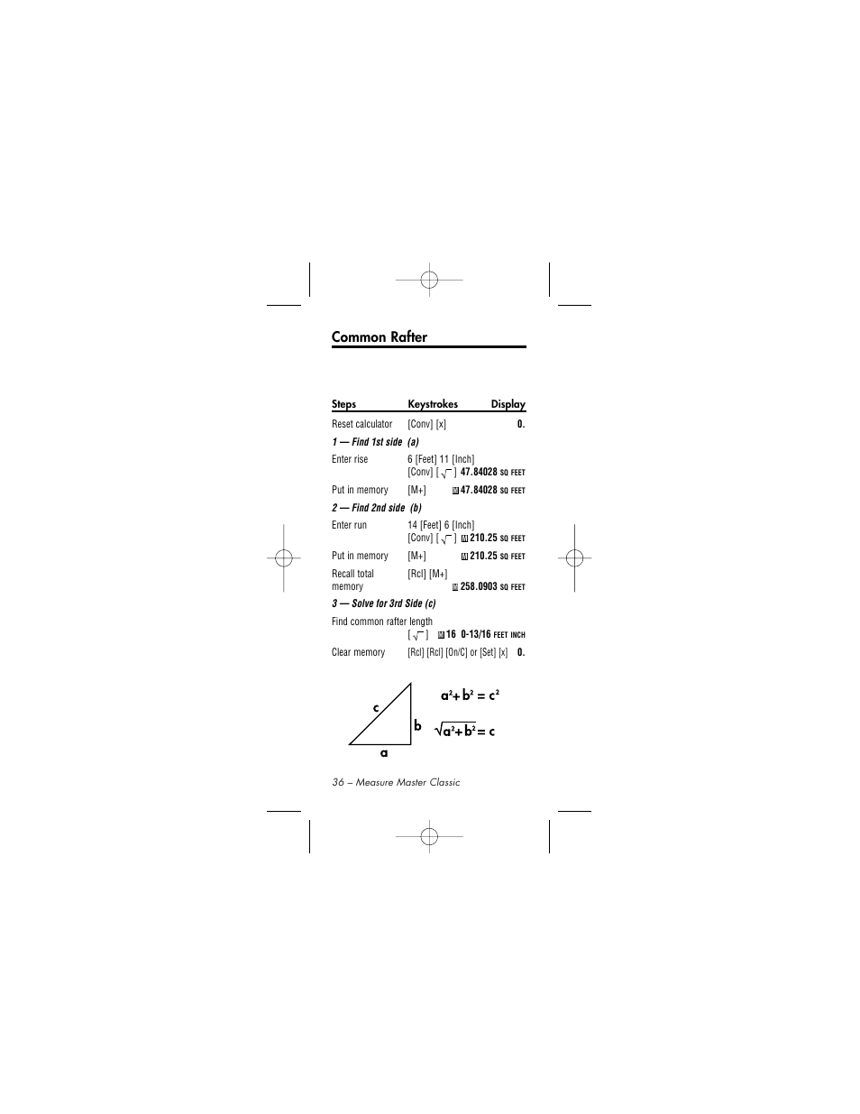 Common rafter | Calculated Industries 4015 User Manual | Page 36 / 84