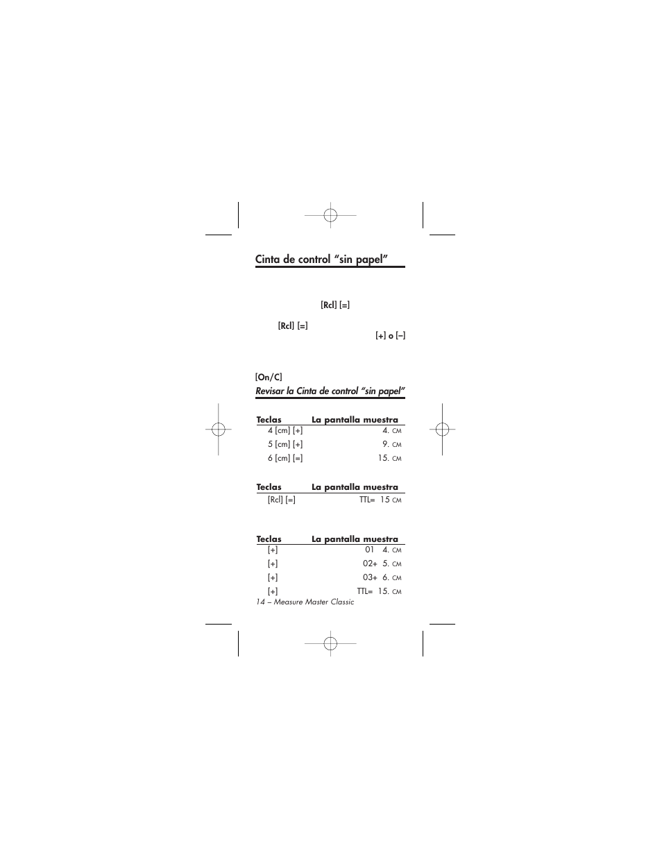 Cinta de control “sin papel | Calculated Industries 4015 User Manual | Page 78 / 84