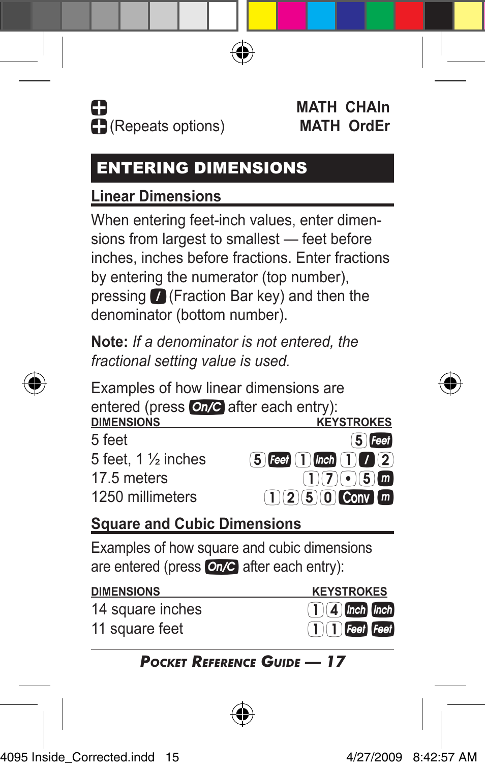 Calculated Industries 4095-A Pocket Reference Guide User Manual | Page 15 / 36