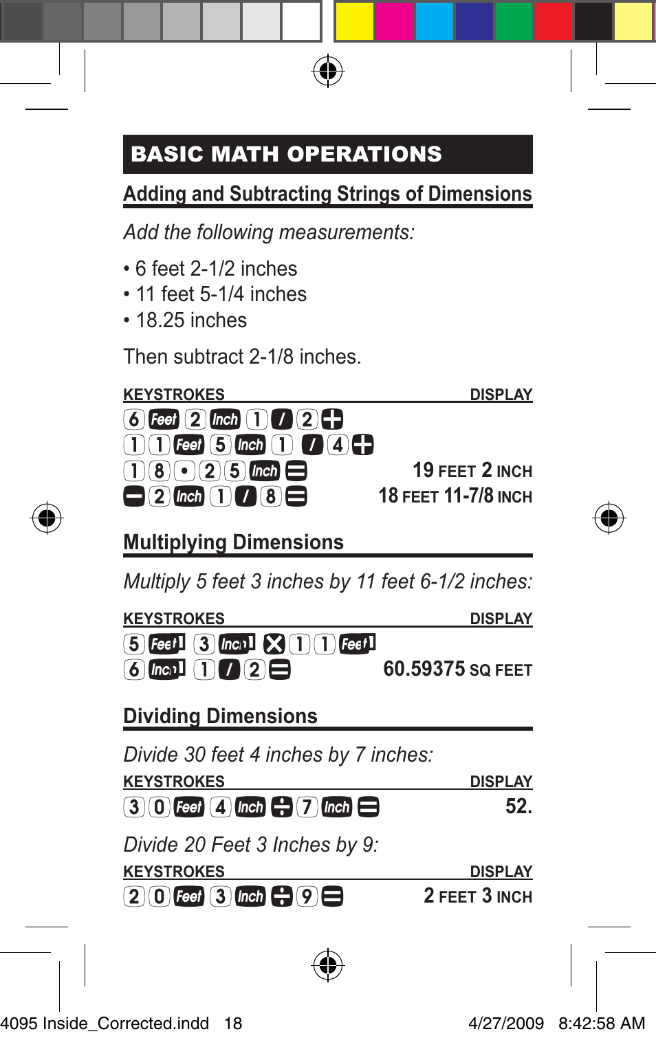 Calculated Industries 4095-A Pocket Reference Guide User Manual | Page 18 / 36