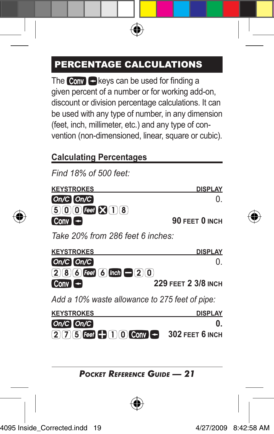 Calculated Industries 4095-A Pocket Reference Guide User Manual | Page 19 / 36