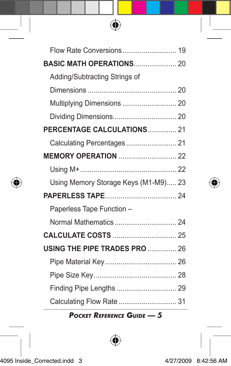 Calculated Industries 4095-A Pocket Reference Guide User Manual | Page 3 / 36