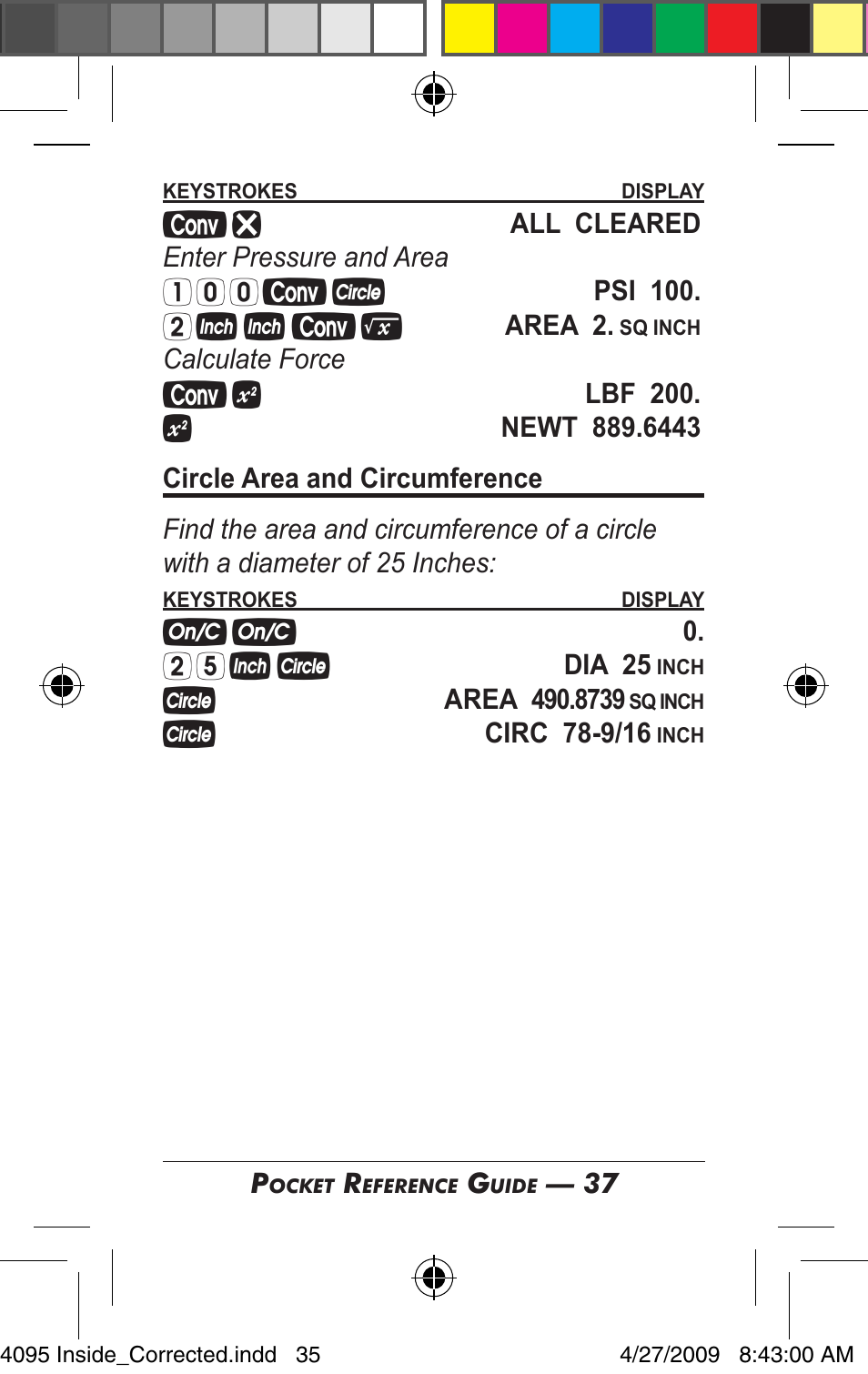 Calculated Industries 4095-A Pocket Reference Guide User Manual | Page 35 / 36