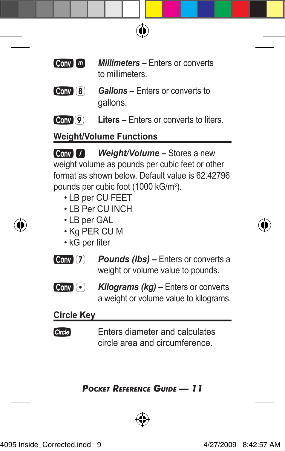 Calculated Industries 4095-A Pocket Reference Guide User Manual | Page 9 / 36