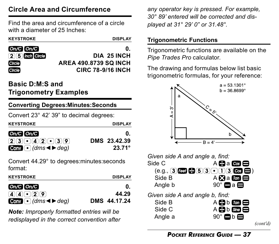 Calculated Industries 4095-C Pocket Reference Guide User Manual | Page 20 / 23
