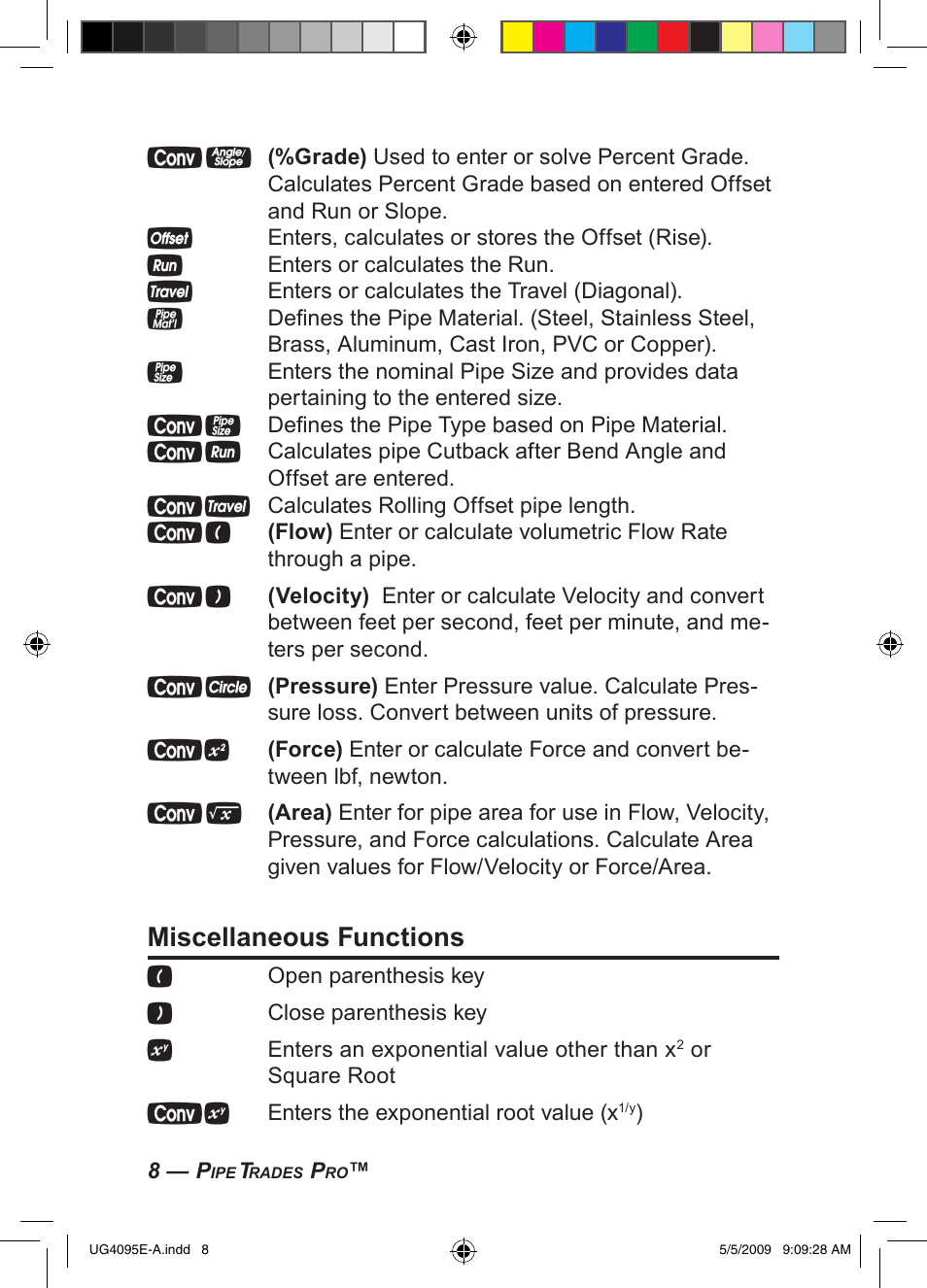 Miscellaneous functions | Calculated Industries 4095-A User Guide User Manual | Page 10 / 50