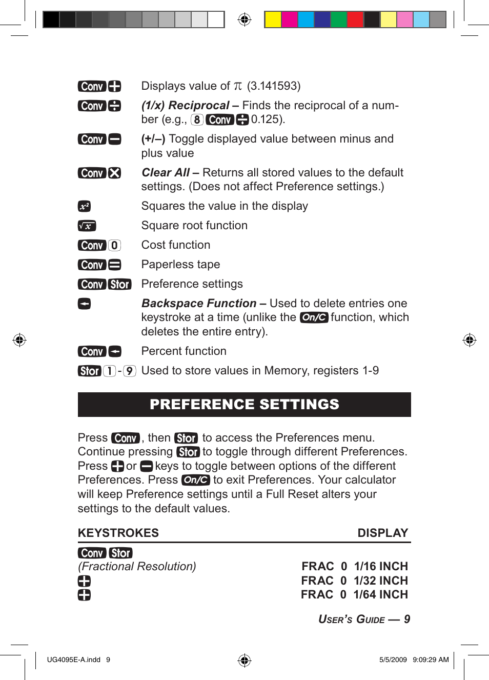 Preference settings | Calculated Industries 4095-A User Guide User Manual | Page 11 / 50