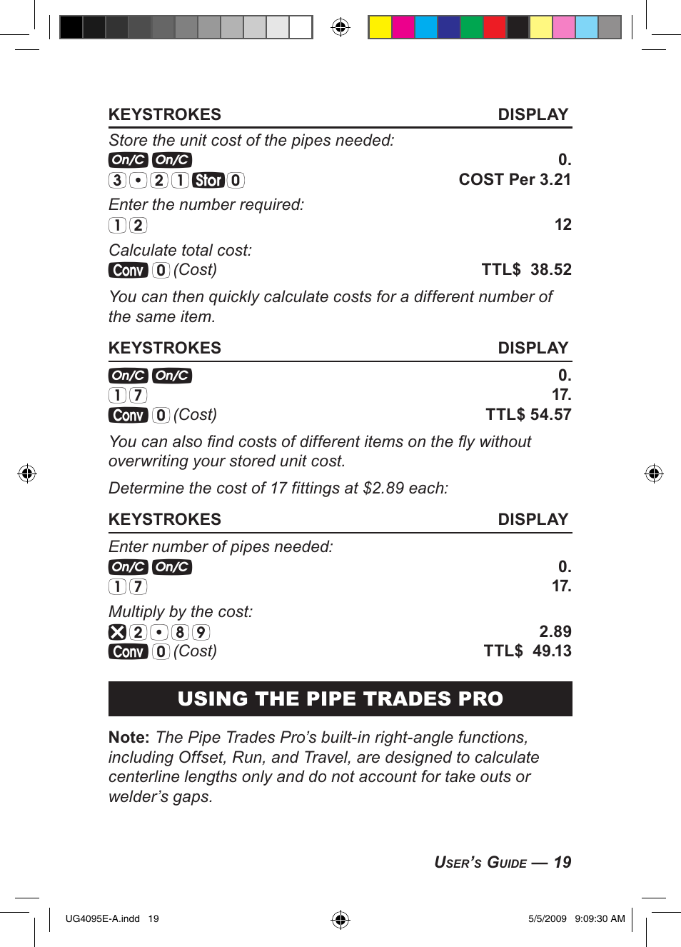 Using the pipe trades pro | Calculated Industries 4095-A User Guide User Manual | Page 21 / 50