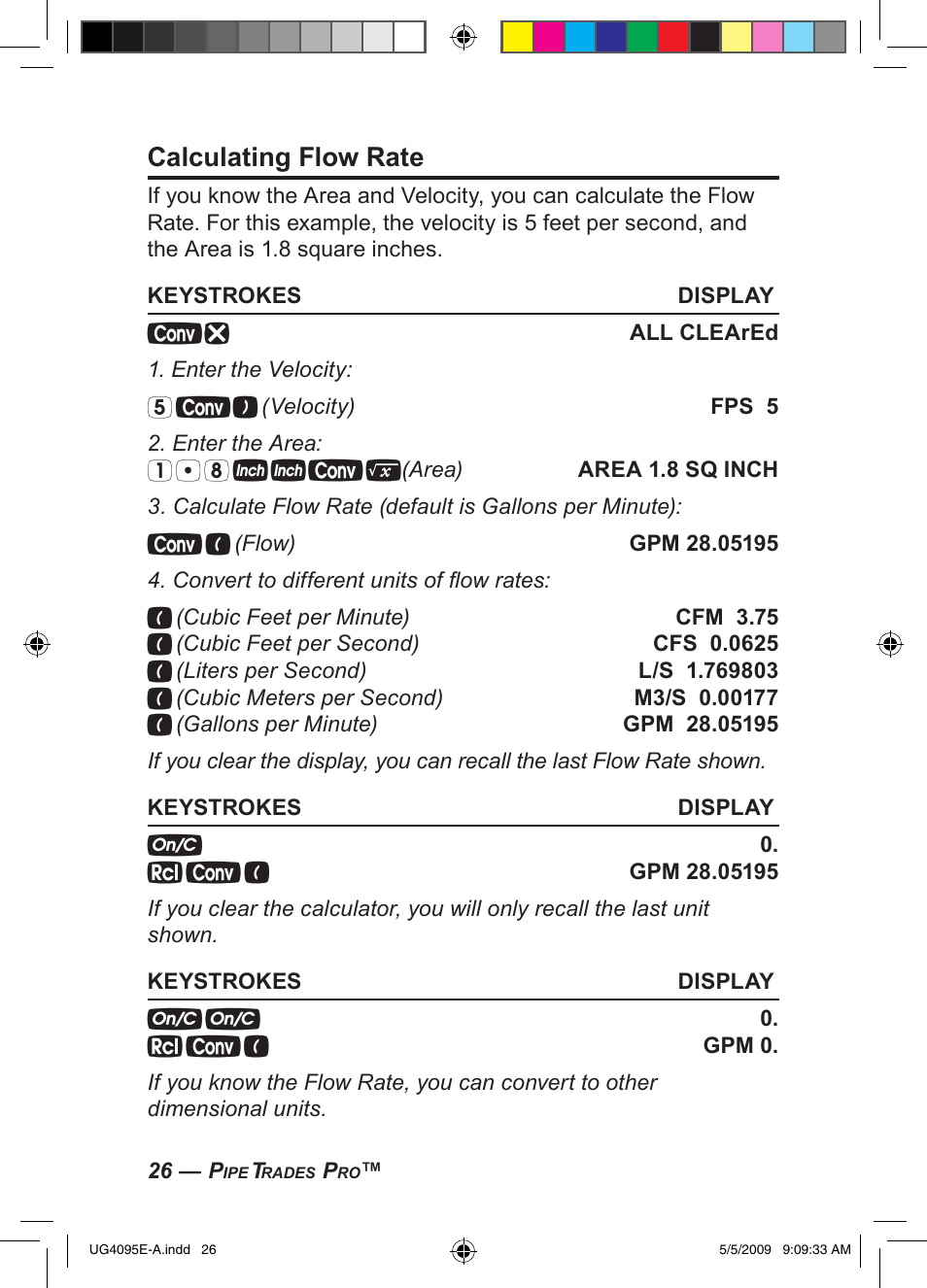 Calculating flow rate | Calculated Industries 4095-A User Guide User Manual | Page 28 / 50