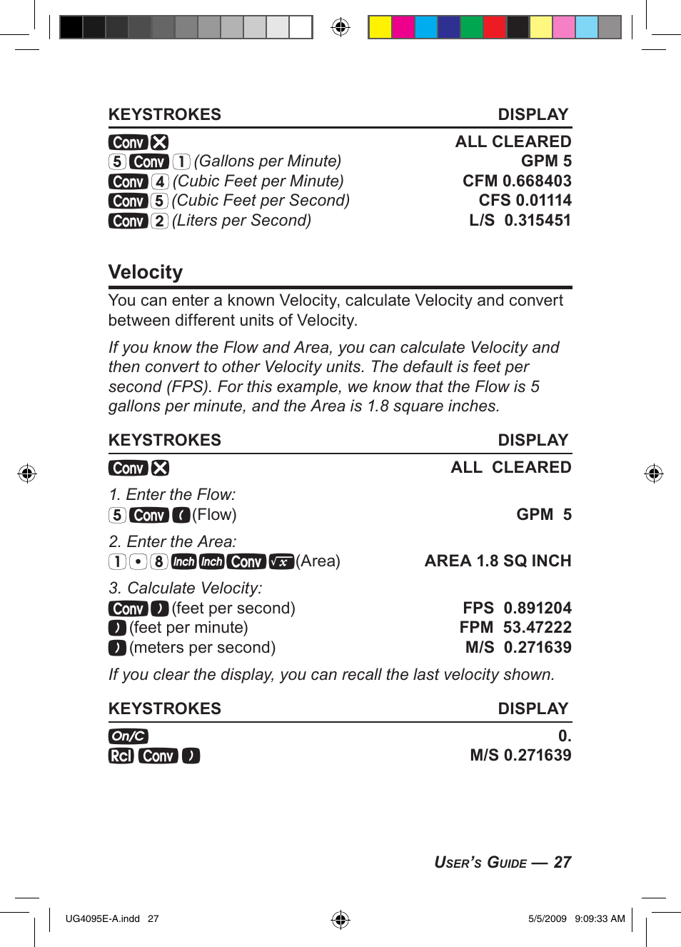 Velocity | Calculated Industries 4095-A User Guide User Manual | Page 29 / 50