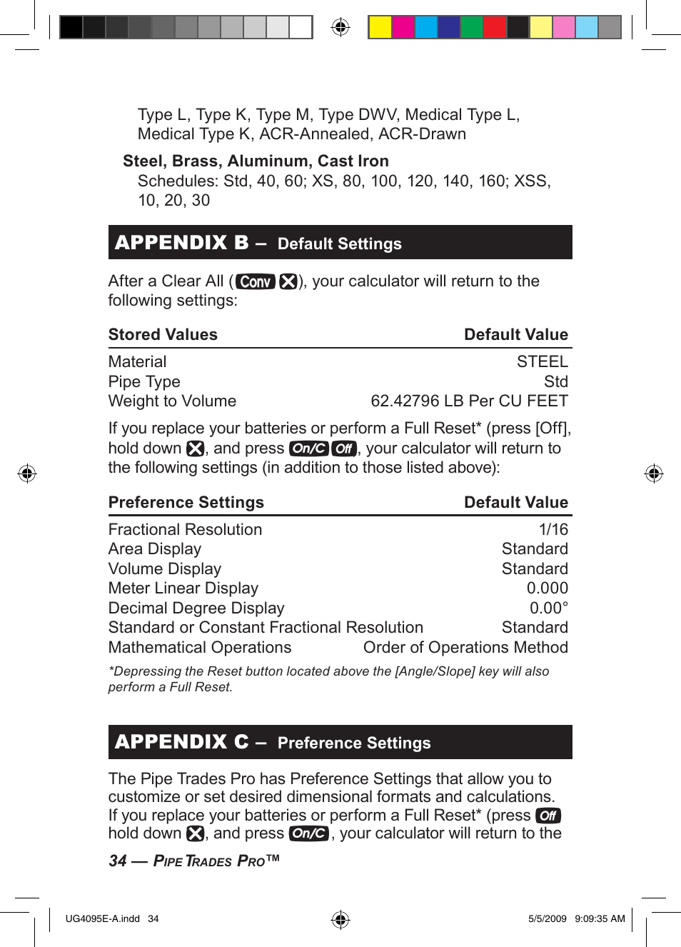 Appendix b, Appendix c | Calculated Industries 4095-A User Guide User Manual | Page 36 / 50