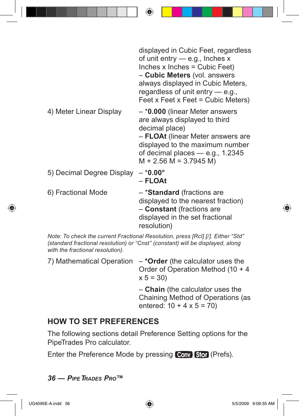 How to set preferences | Calculated Industries 4095-A User Guide User Manual | Page 38 / 50