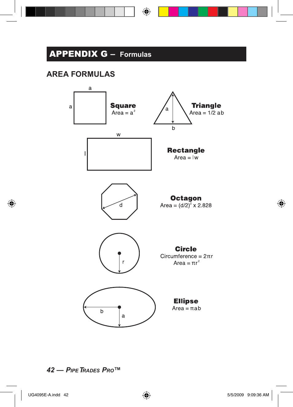 Appendix g, Area formulas | Calculated Industries 4095-A User Guide User Manual | Page 44 / 50