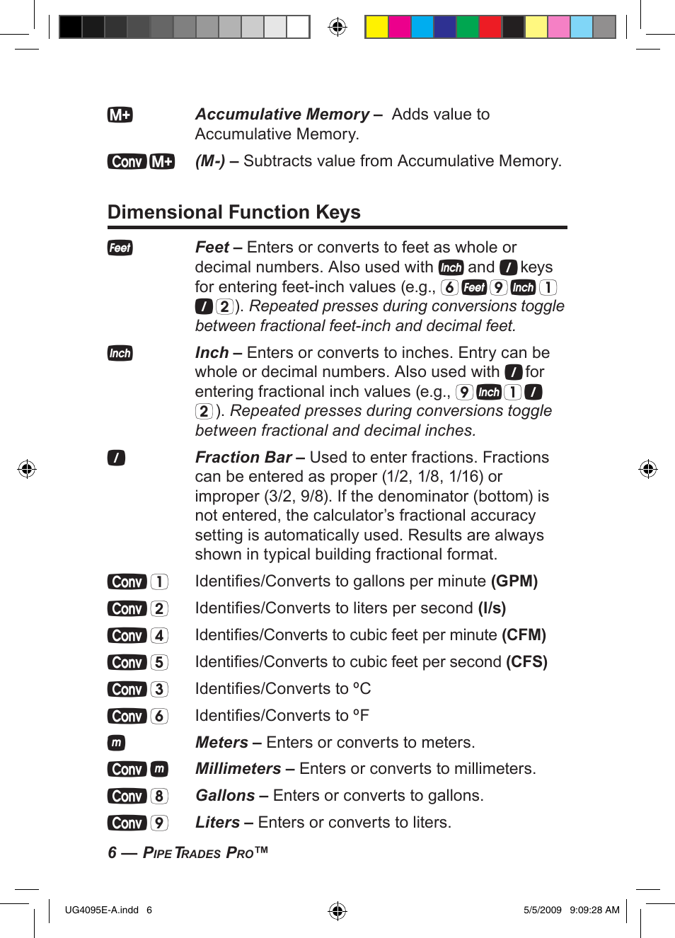 Dimensional function keys | Calculated Industries 4095-A User Guide User Manual | Page 8 / 50
