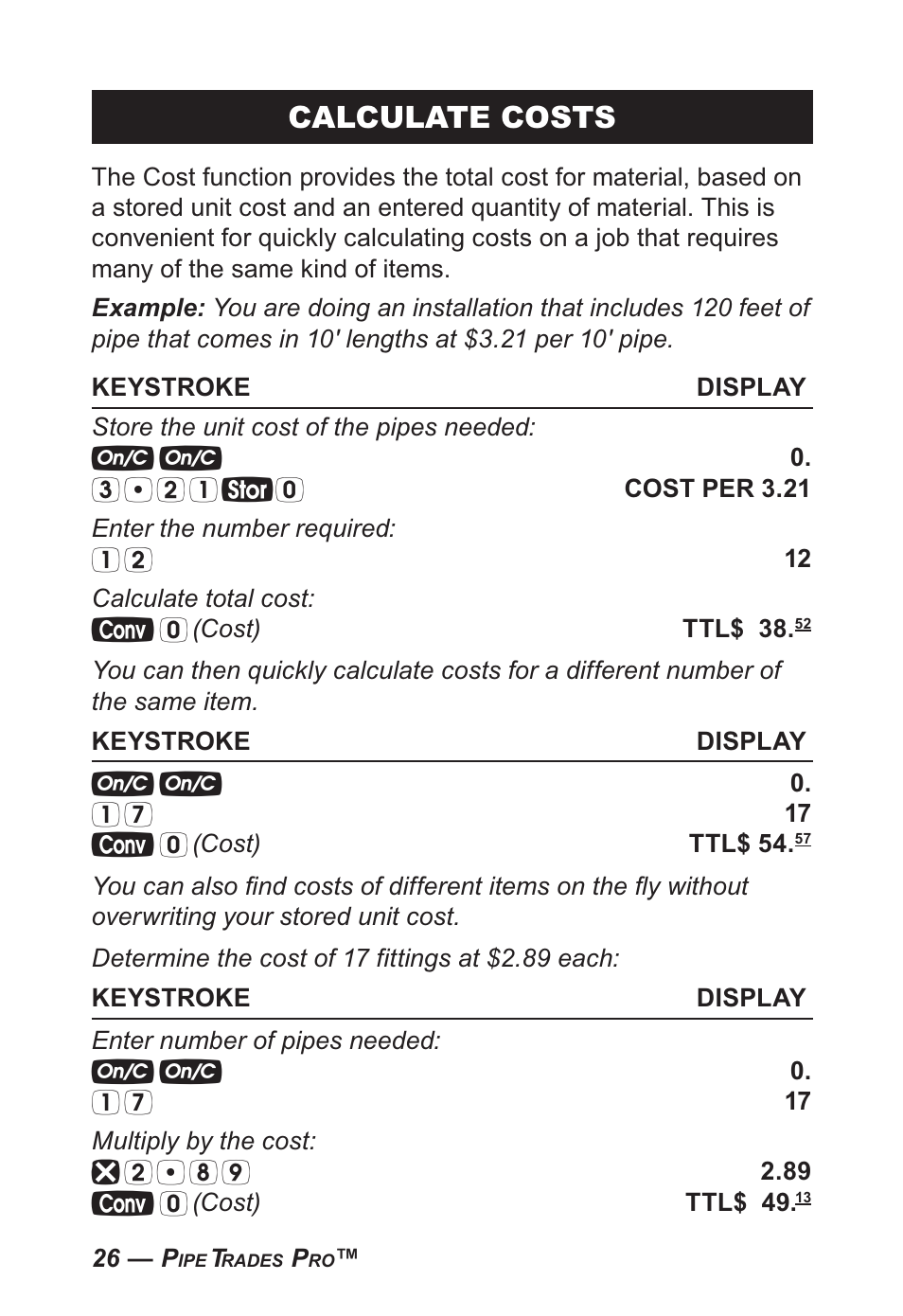 Calculate costs | Calculated Industries 4095-B User Guide User Manual | Page 26 / 68