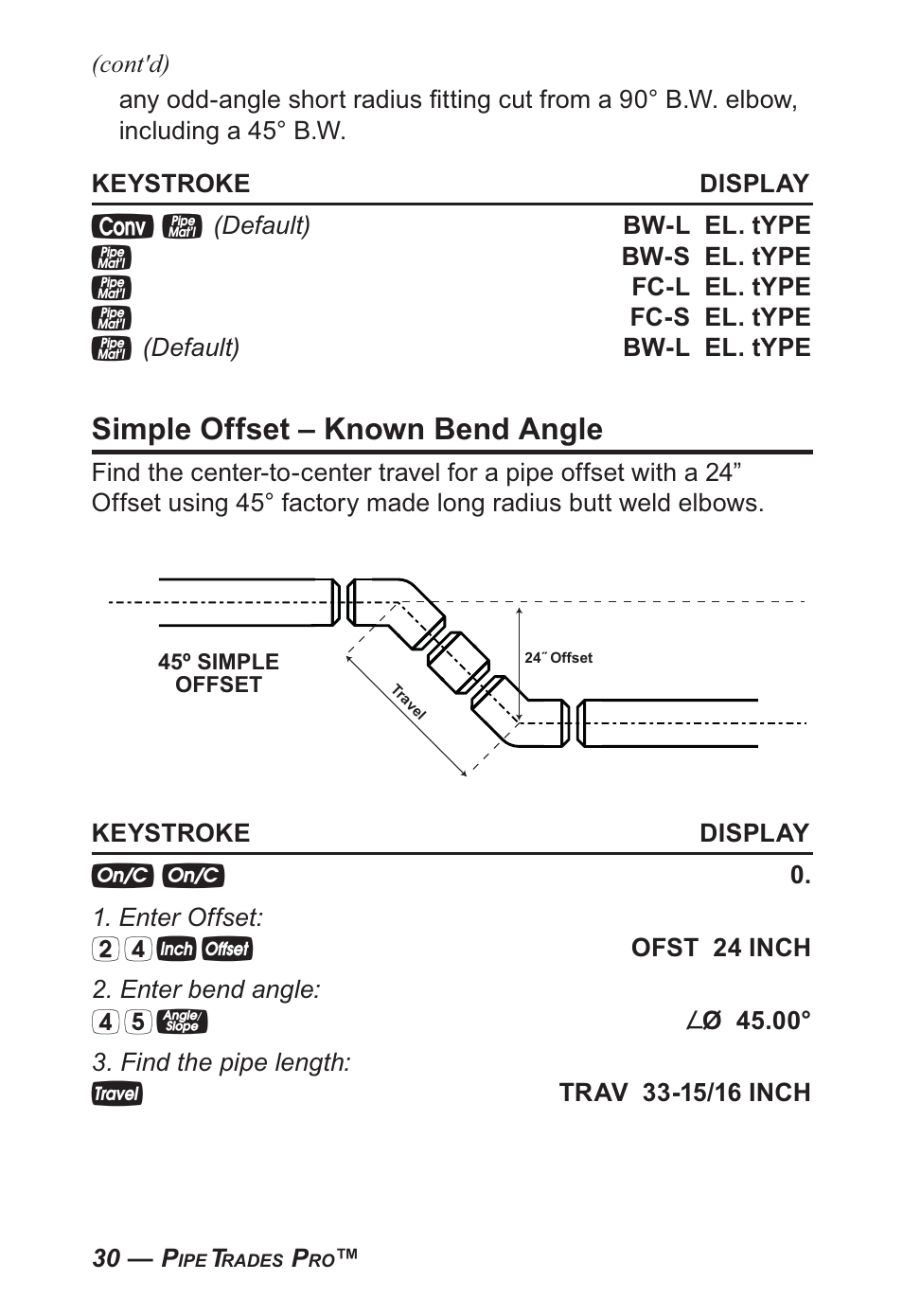 Simple offset – known bend angle | Calculated Industries 4095-B User Guide User Manual | Page 30 / 68
