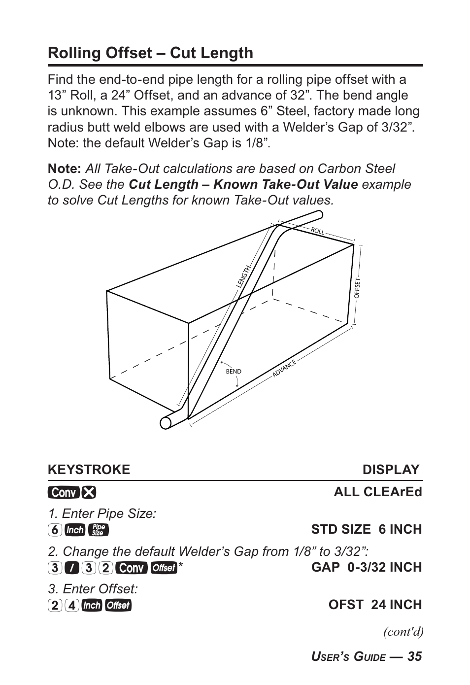 Rolling offset – cut length | Calculated Industries 4095-B User Guide User Manual | Page 35 / 68