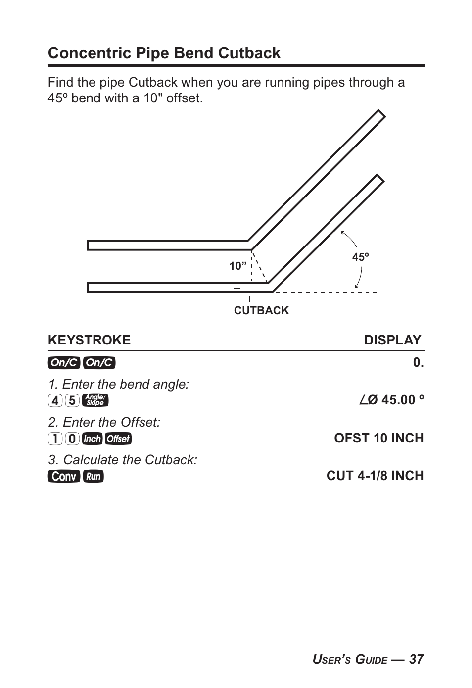 Concentric pipe bend cutback | Calculated Industries 4095-B User Guide User Manual | Page 37 / 68