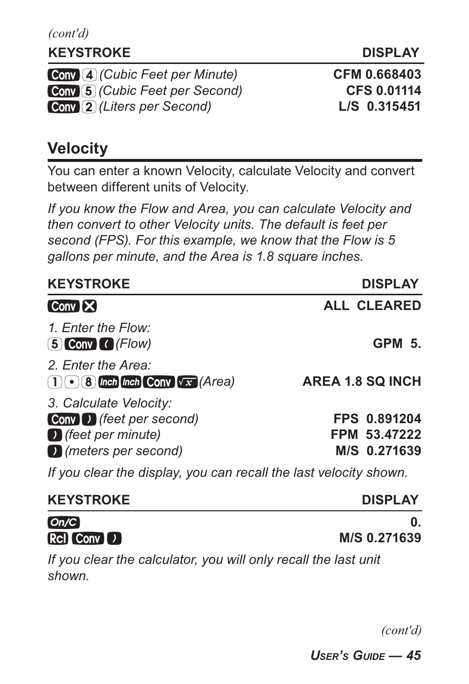 Velocity | Calculated Industries 4095-B User Guide User Manual | Page 45 / 68
