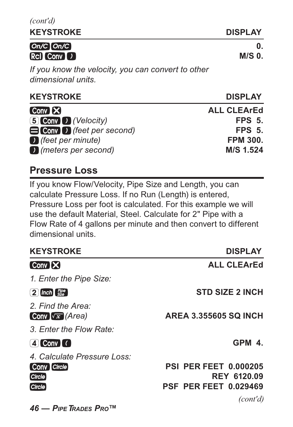 Pressure loss | Calculated Industries 4095-B User Guide User Manual | Page 46 / 68