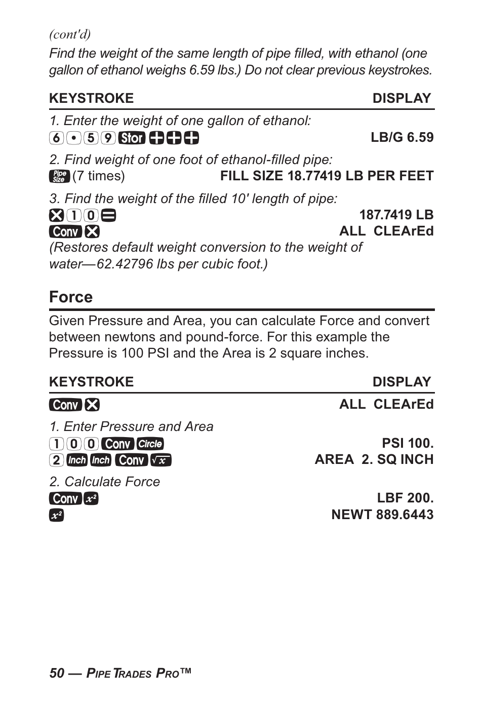 Force | Calculated Industries 4095-B User Guide User Manual | Page 50 / 68