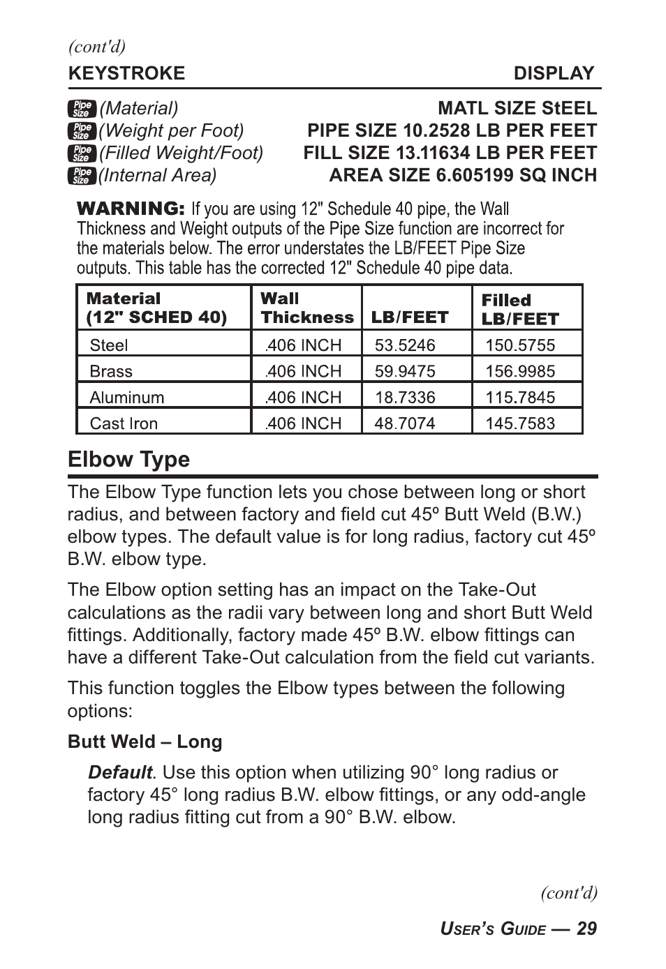 Elbow type | Calculated Industries 4095-C User Guide User Manual | Page 28 / 65