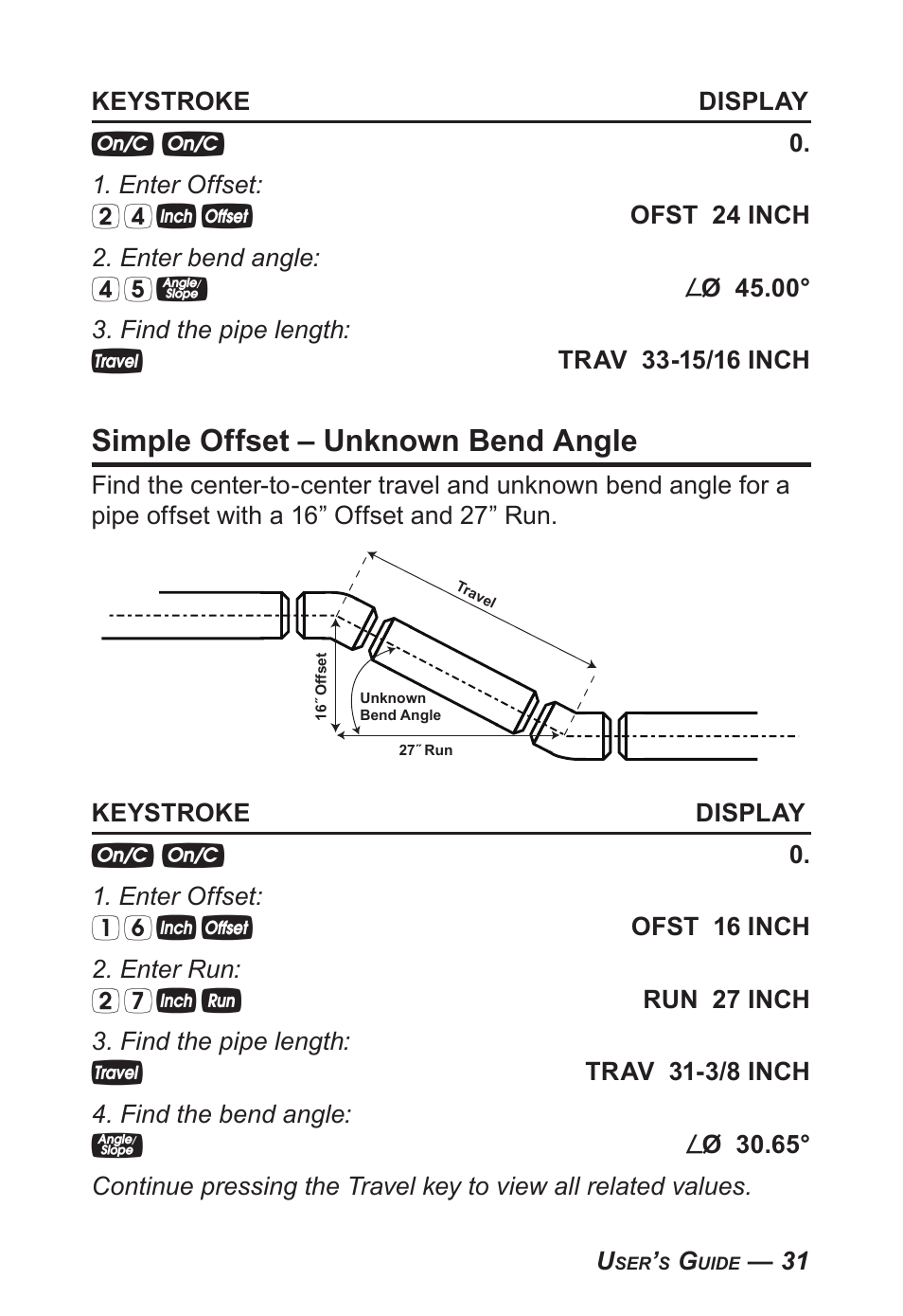 Simple offset – unknown bend angle | Calculated Industries 4095-C User Guide User Manual | Page 30 / 65
