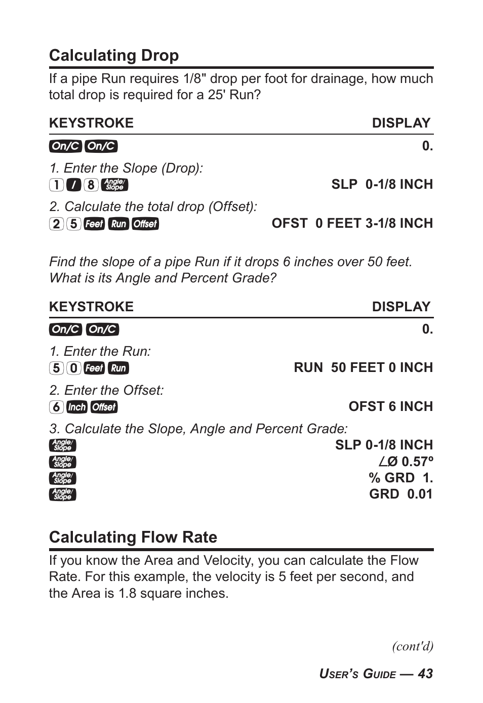Calculating drop, Calculating flow rate | Calculated Industries 4095-C User Guide User Manual | Page 42 / 65