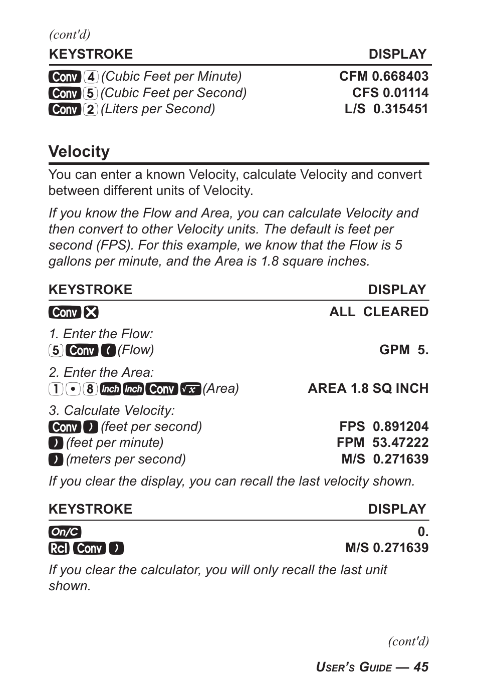 Velocity | Calculated Industries 4095-C User Guide User Manual | Page 44 / 65