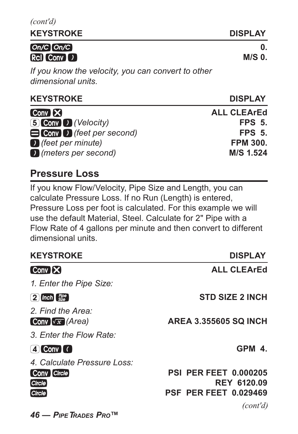 Pressure loss | Calculated Industries 4095-C User Guide User Manual | Page 45 / 65