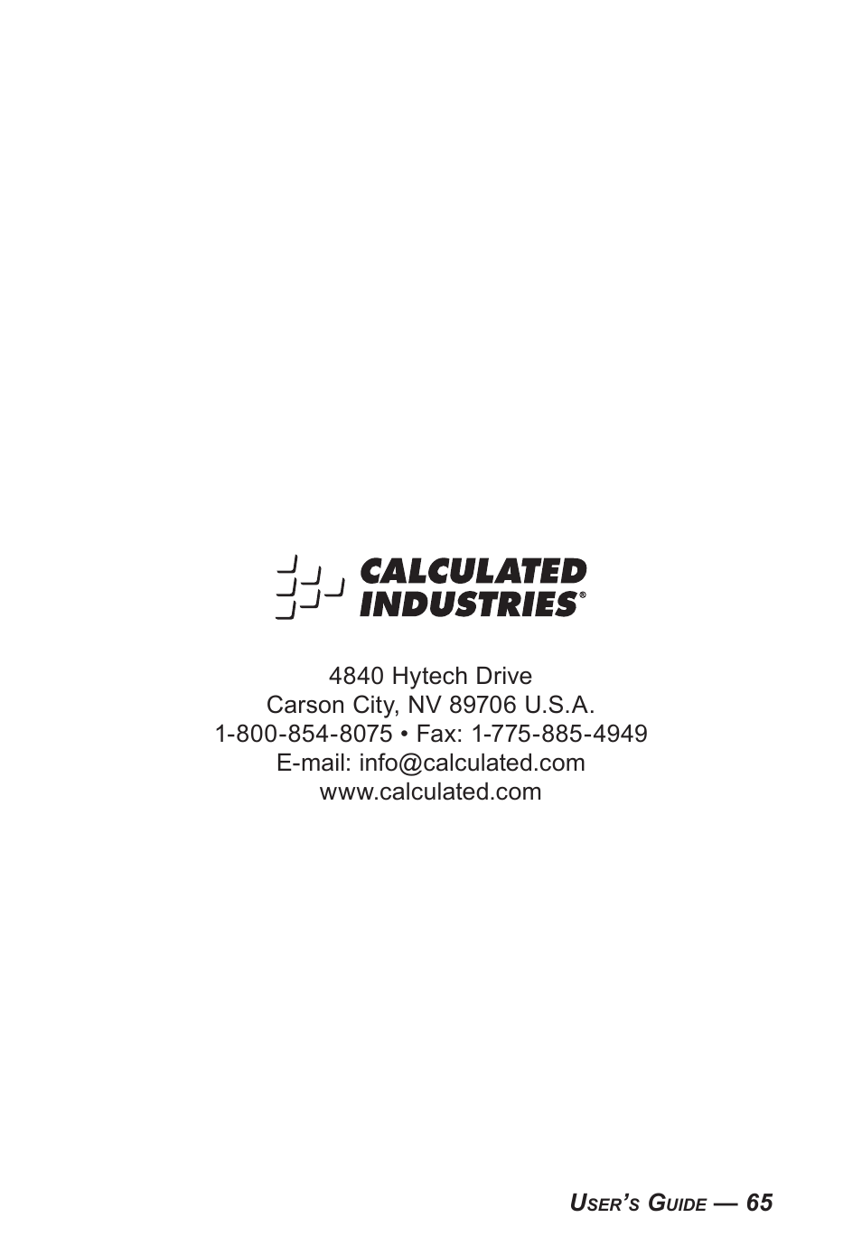 Calculated Industries 4095-C User Guide User Manual | Page 64 / 65